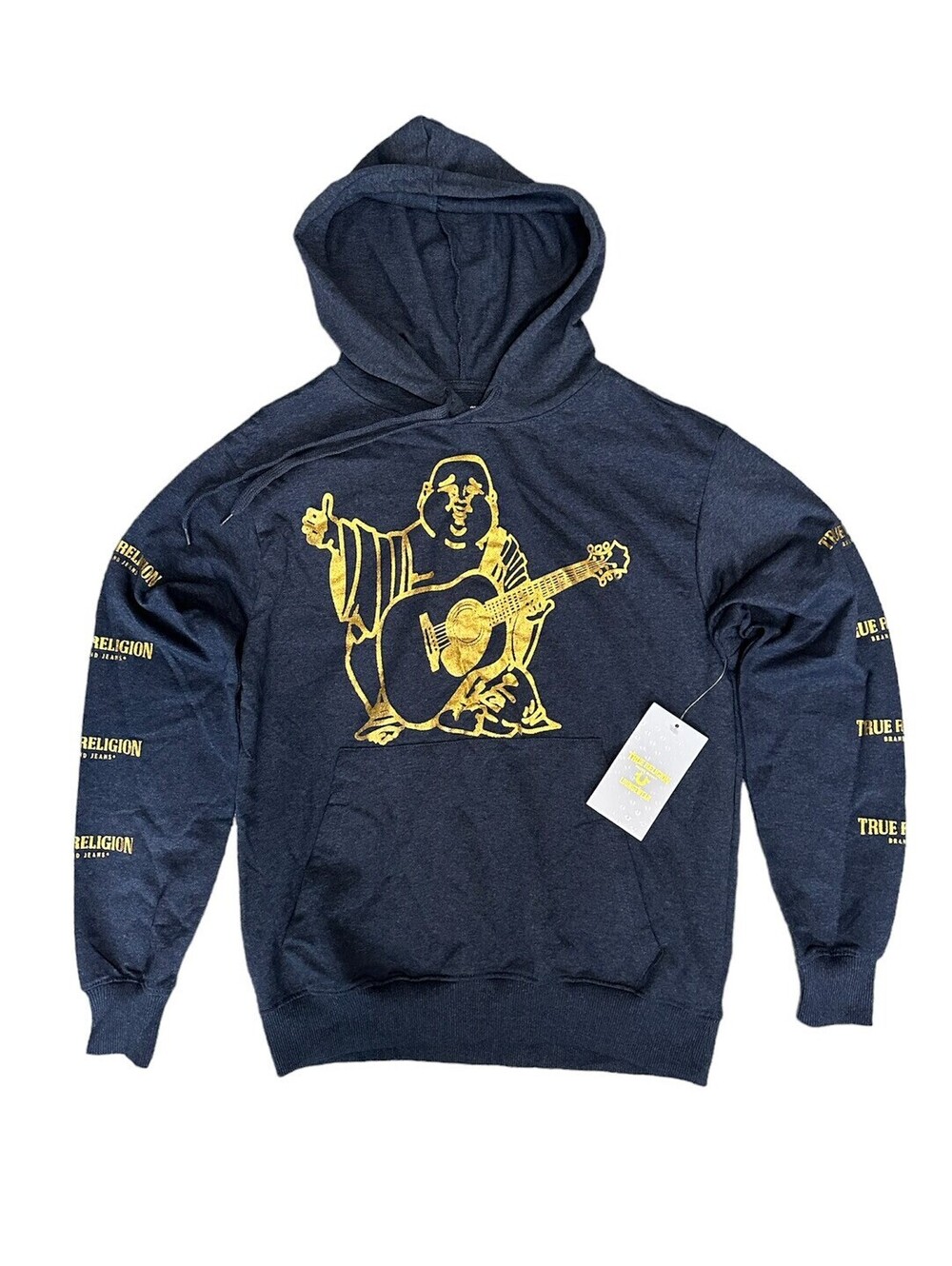 True Religion Men’s Loungewear Buddha Print Pullover Hoodie Blue Size Medium New